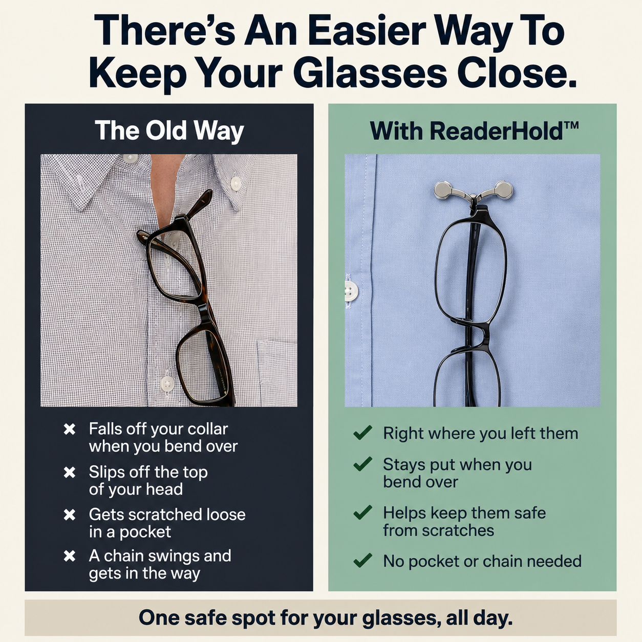 ReaderHold™ Magnetic Glasses Holder